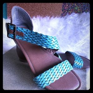 Teal and brown Sandals